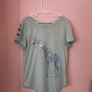 Girls Blue Giraffe Tee.